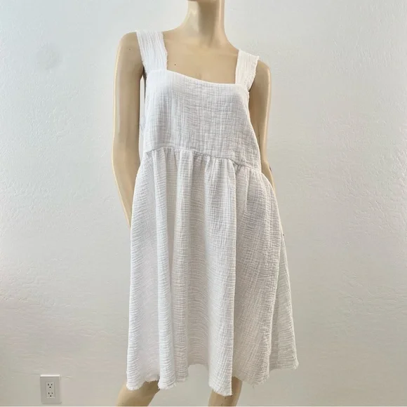 Natural Life-  White Gauze Textured Midi Sundress- L - Picture 2 of 14